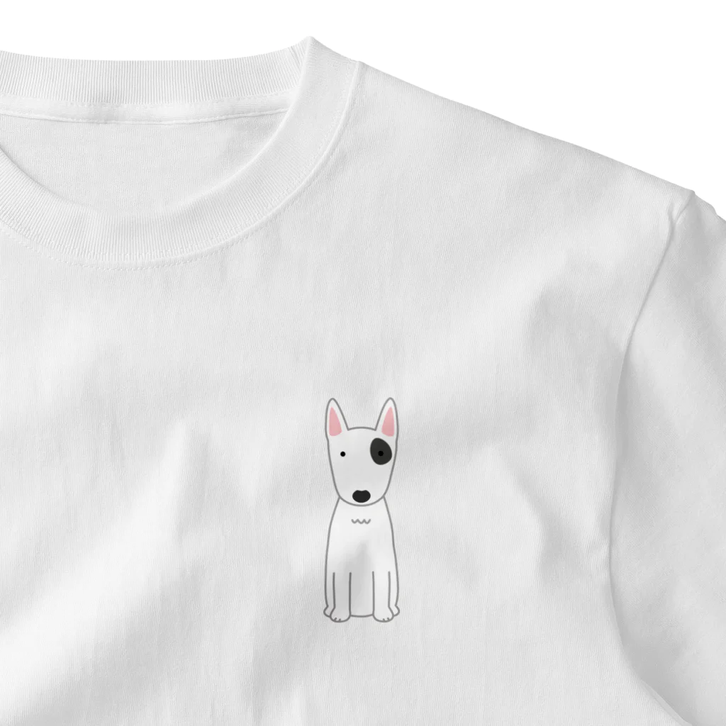 ゆいたっく／犬イラストのブルテリア(ワンポイント) ワンポイントTシャツ