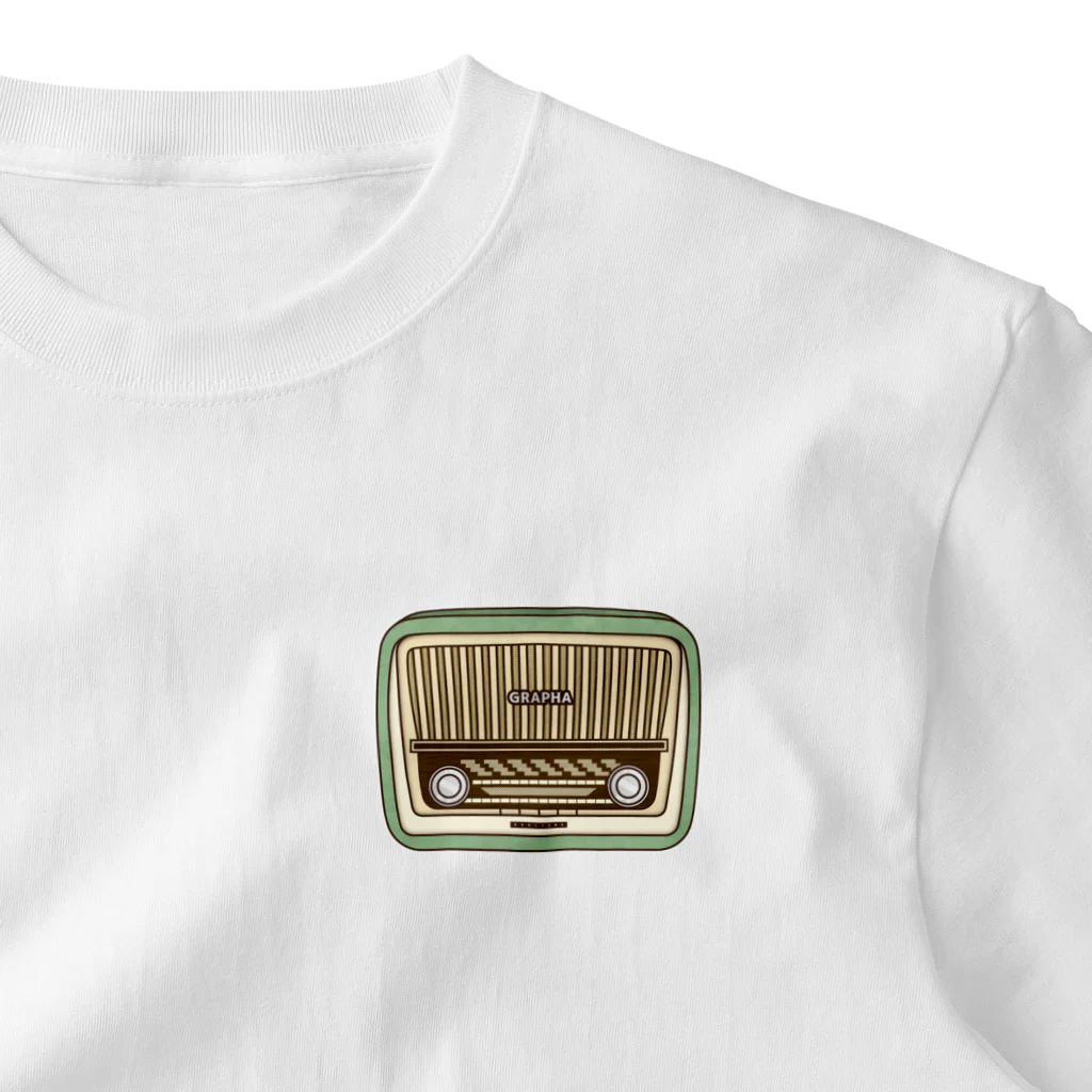 香庭くゆるの昭和レトロ/ラジオ ワンポイントTシャツ
