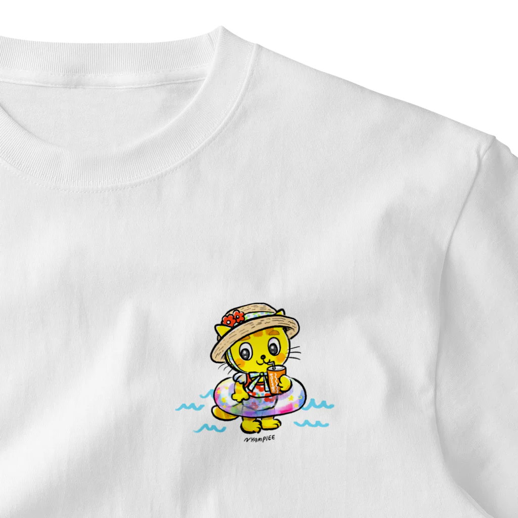 にゃんぴーの水着のにゃんぴー（浮き輪） ワンポイントTシャツ