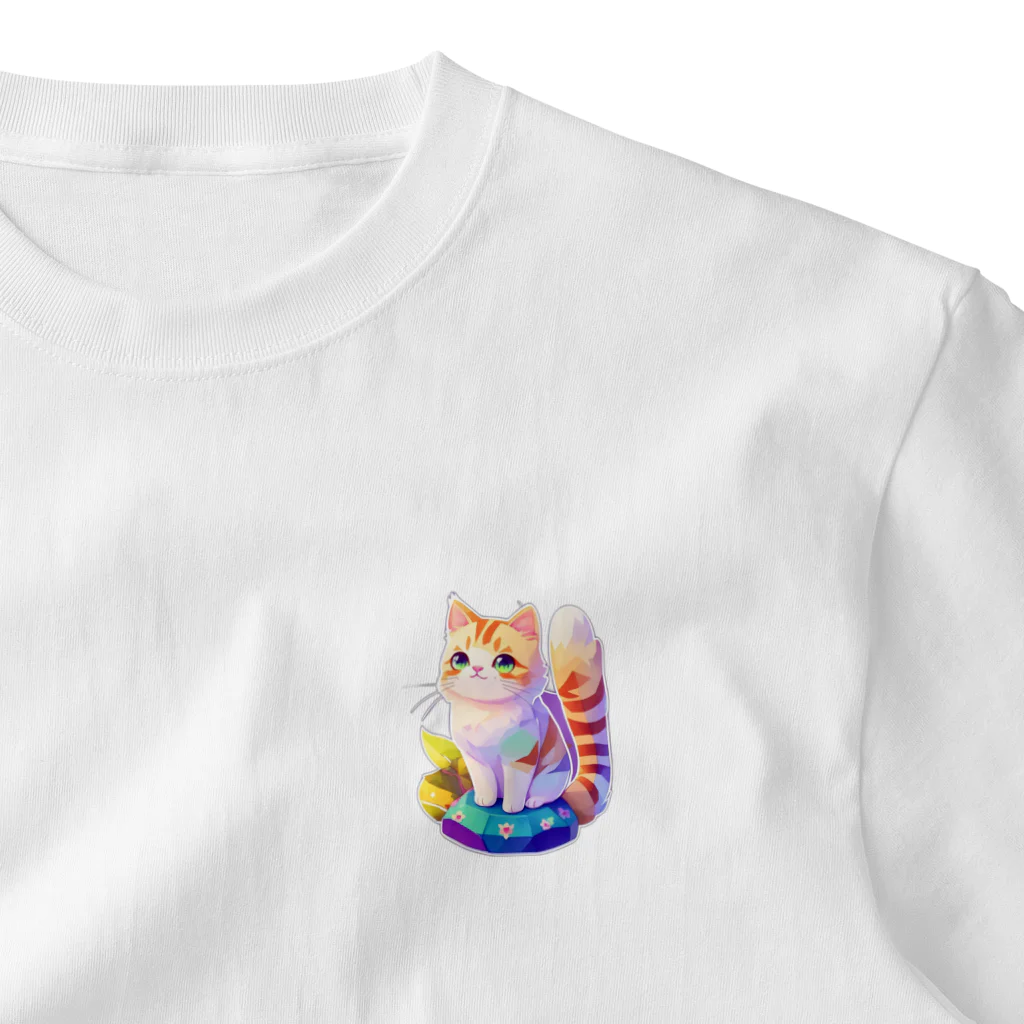 dolphineの上目遣いで見上げるrainbow cute cat One Point T-Shirt