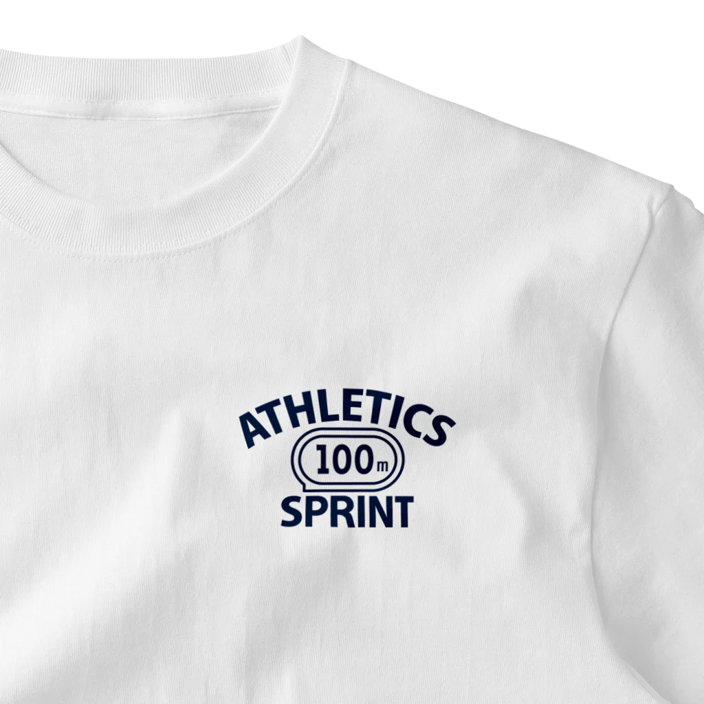 sports_tower スポーツタワーの100メートル競走・短距離走・陸上競技・トラック種目・デザイン・Tシャツ・陸上部・男子・女子・ジュニア・入賞・有力・確実・候補・有望・応援・精神力・集中力・日本人・陸上魂・100m走 One Point T-Shirt