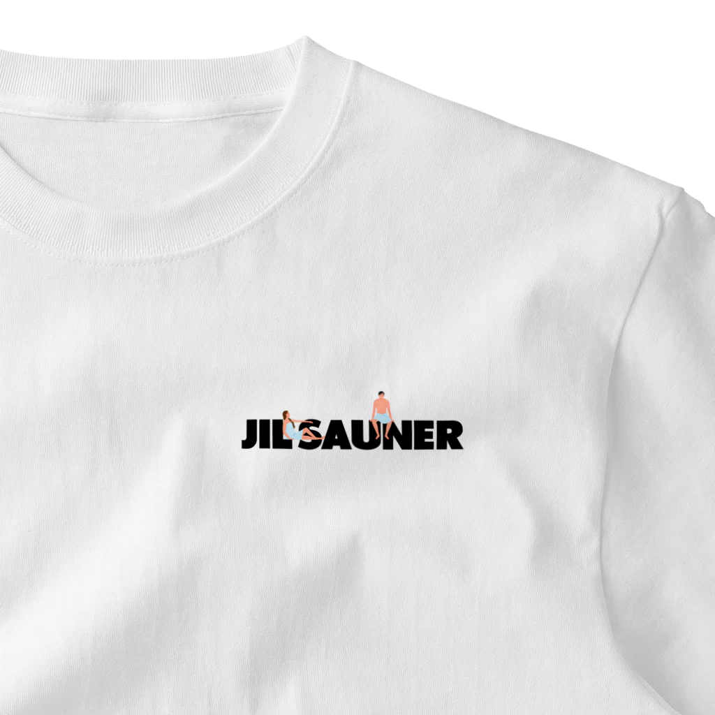 FUNNY JOKESのJIL SAUNER-ジルサウナー-サウナしている人ロゴ One Point T-Shirt