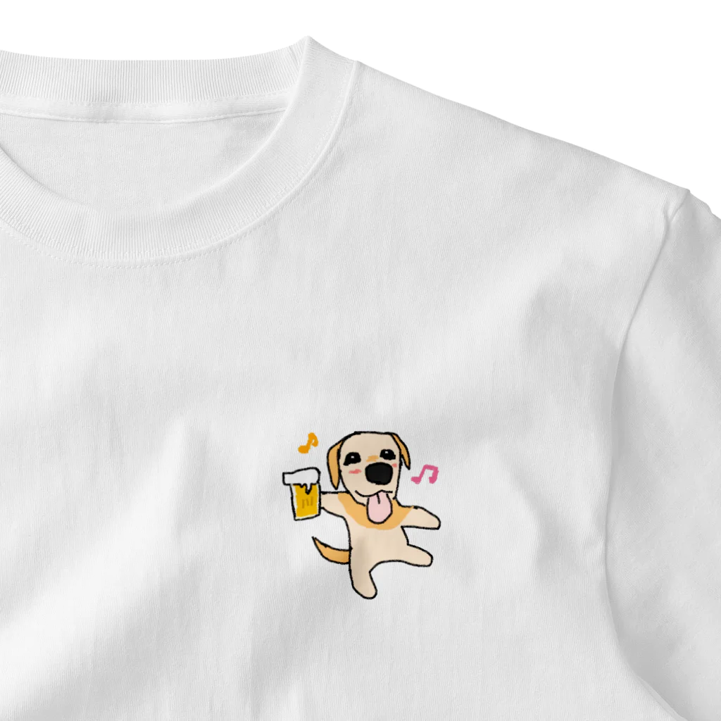 ほのぼのモカくんのビール飲んじゃった One Point T-Shirt