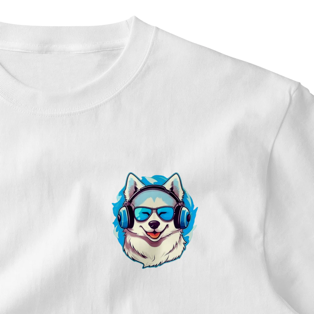 dogsdream8246の夏楽ハスキー ワンポイントTシャツ