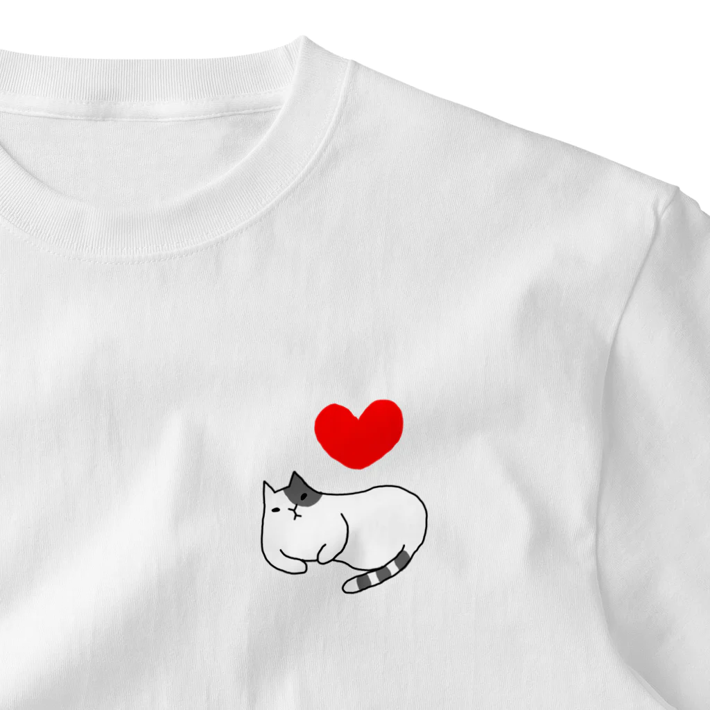 ３２１６のl  love ねこ ワンポイントTシャツ