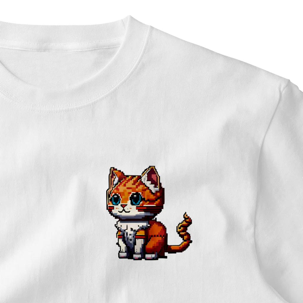 AI-factoryの[ドット絵] 8bitゲーム風・茶トラ猫 ワンポイントTシャツ