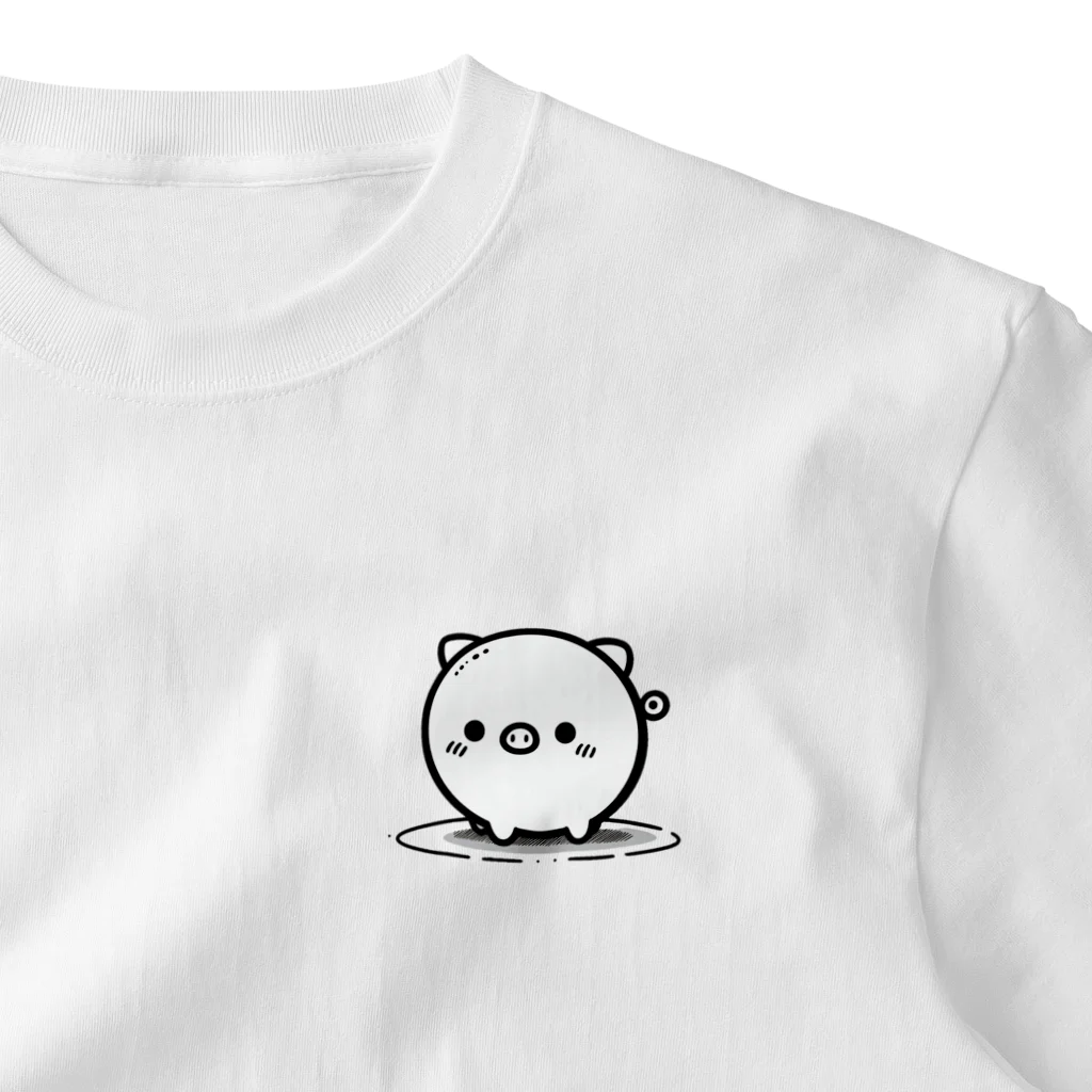 終わらない夢🌈のまんまる🐷ぶたちゃん😍 ワンポイントTシャツ