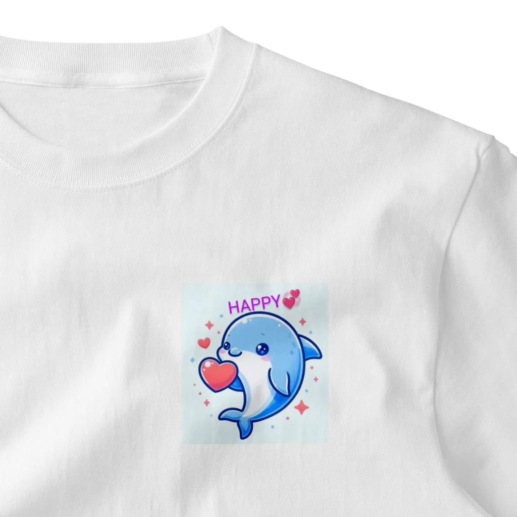 終わらない夢🌈の可愛いイルカちゃん🐬💞 ワンポイントTシャツ