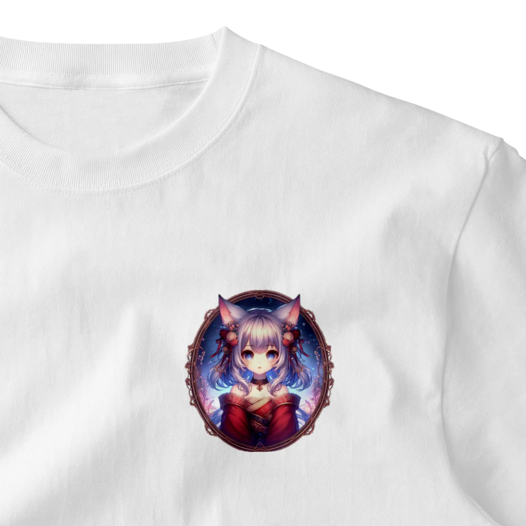 終わらない夢🌈の猫耳の少女✨ ワンポイントTシャツ