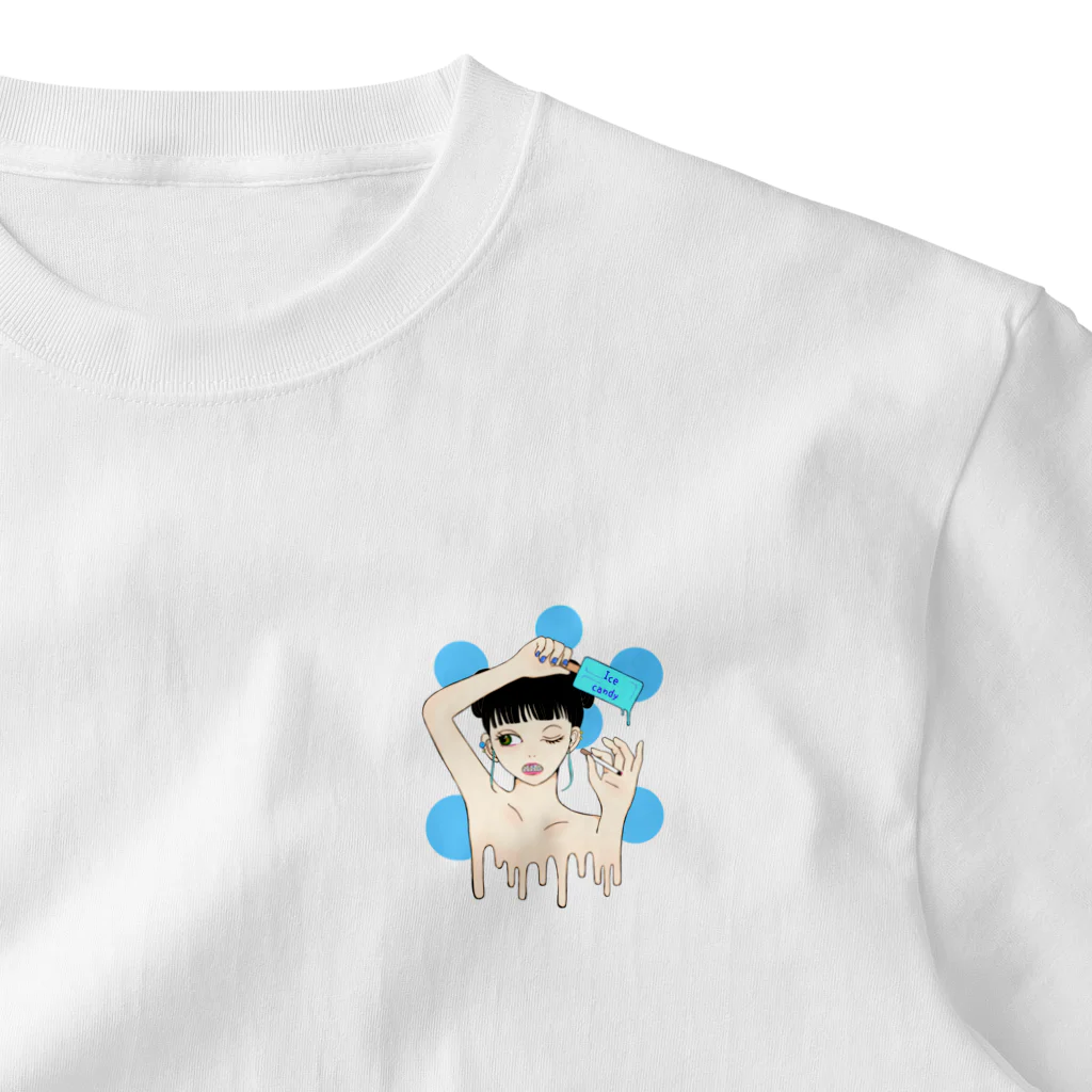 笑う動物のIce candy ワンポイントTシャツ