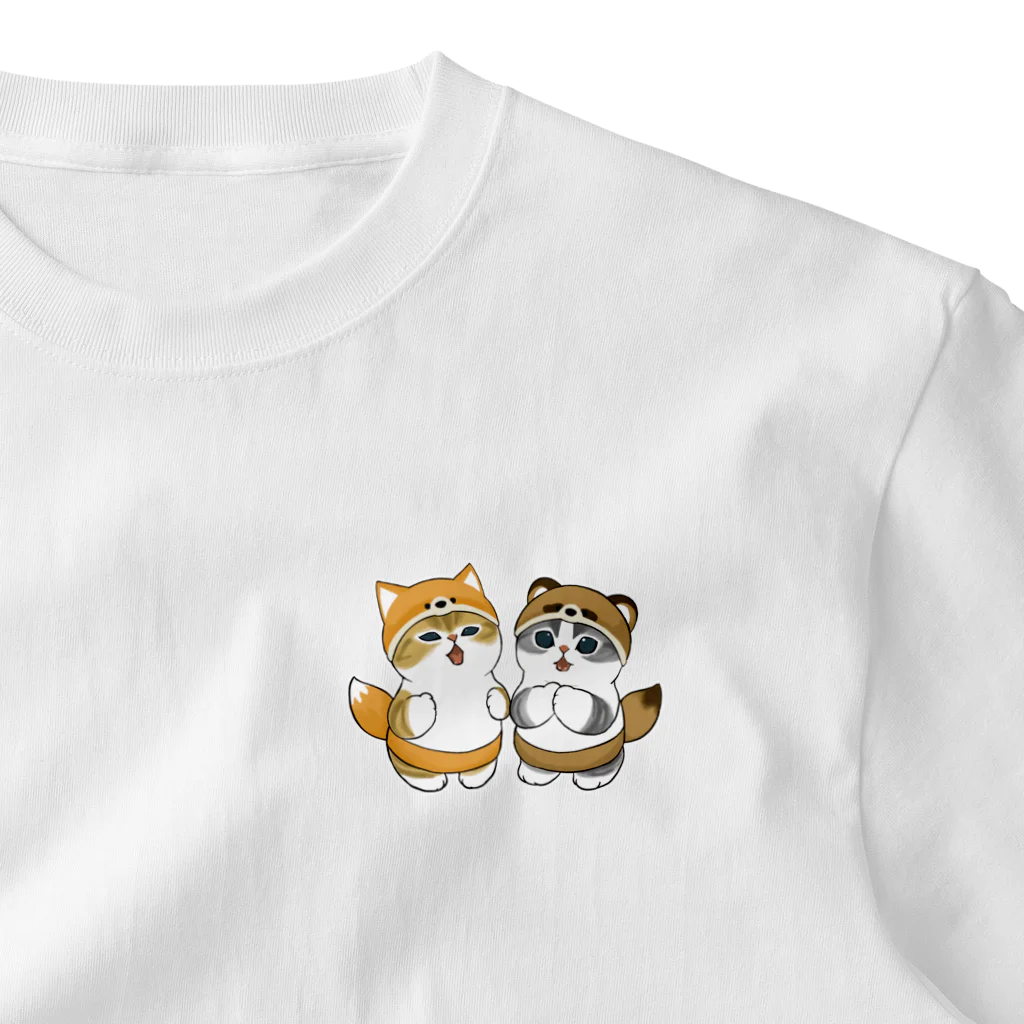 mofusandのきつねにゃん＆たぬきにゃん ワンポイントTシャツ