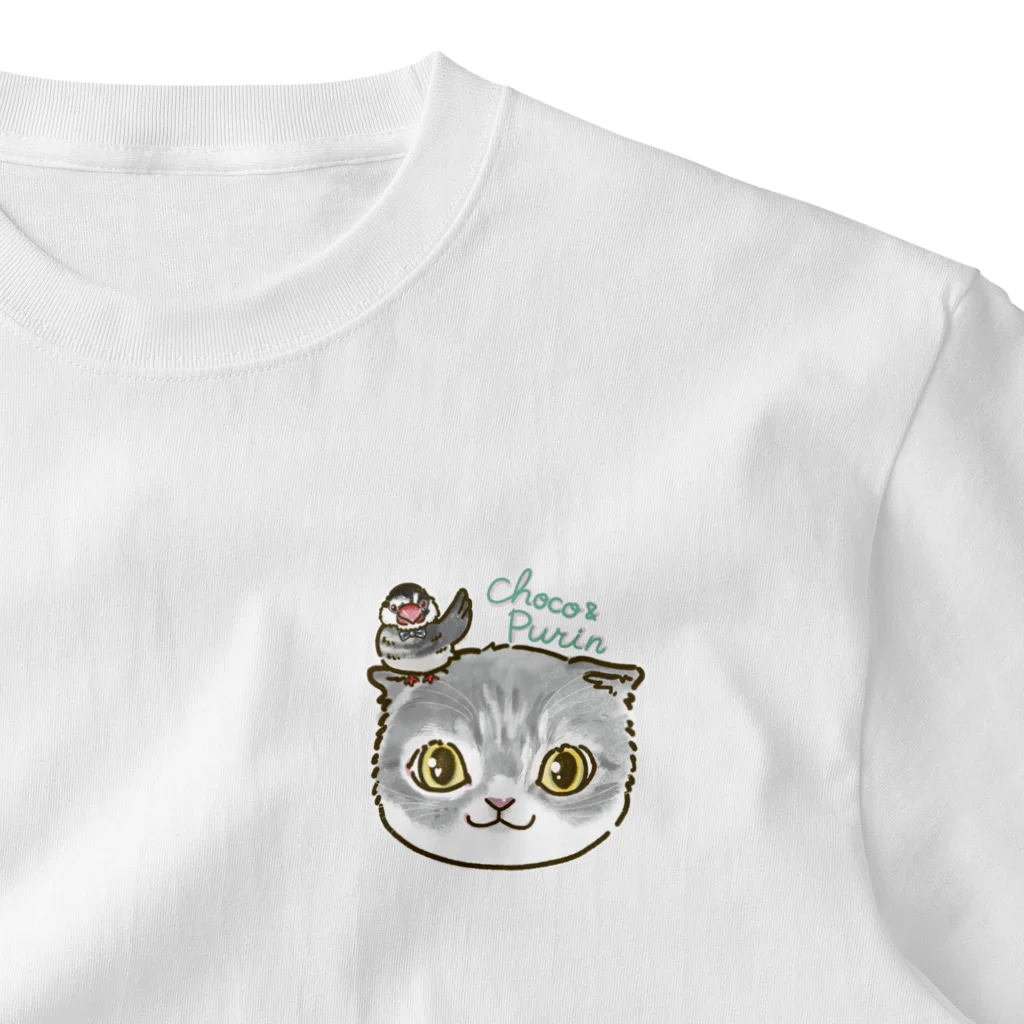 猫のきぬくんのお店のチョコちゃんとプリンちゃん　LINEスタンプイラスト ワンポイントTシャツ