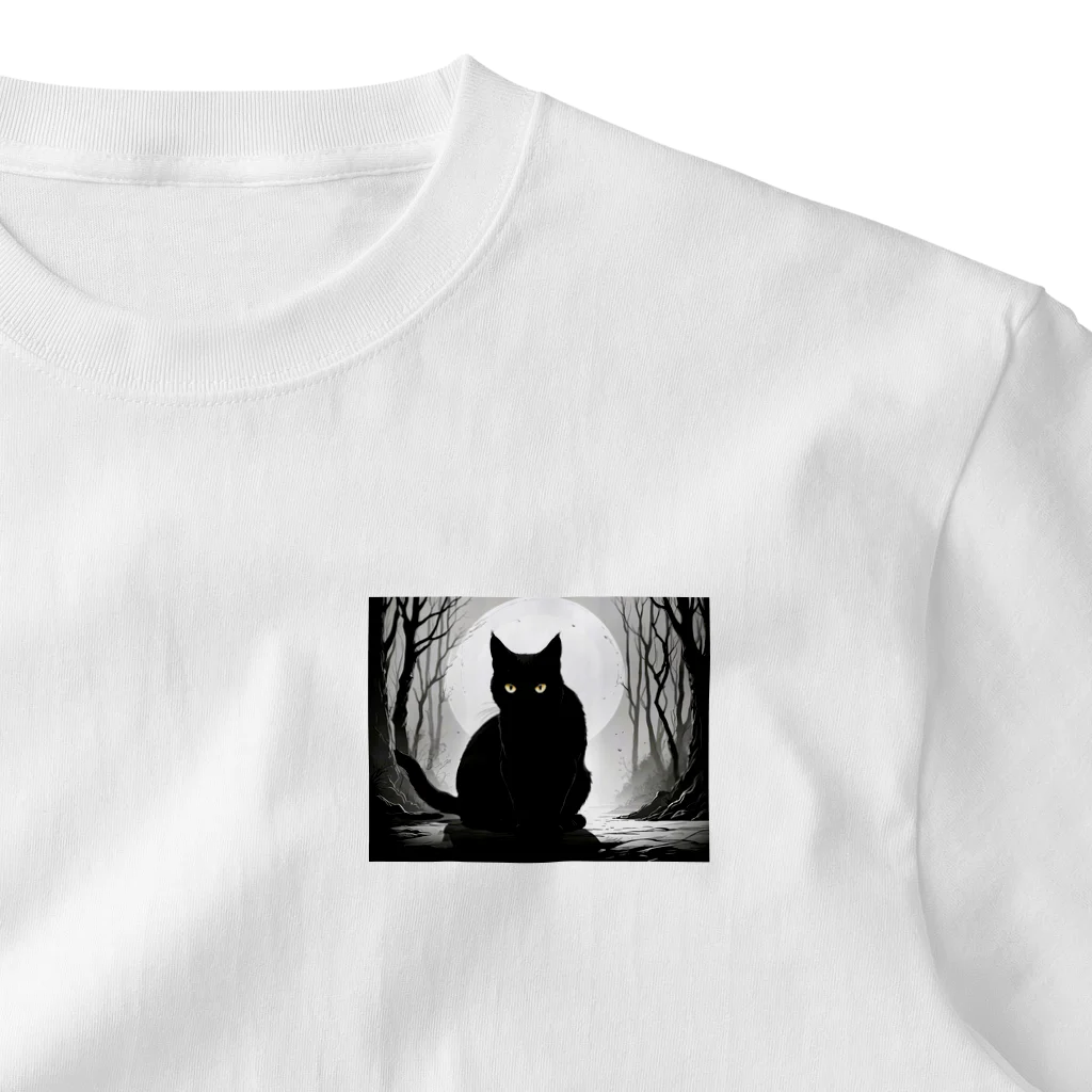 studio eizoの黒猫の思い (=^・^=) ワンポイントTシャツ