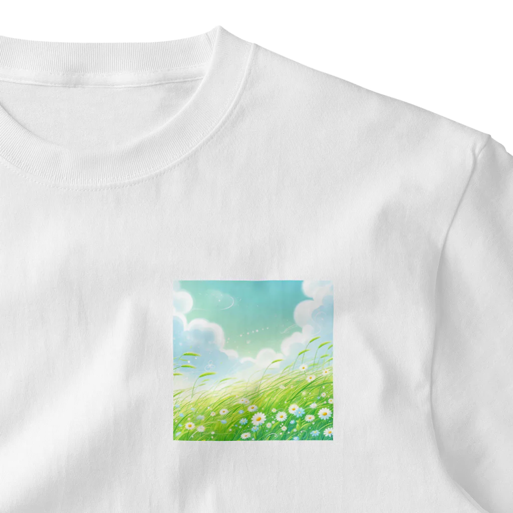 終わらない夢🌈のそよ風の吹く草原✨ ワンポイントTシャツ