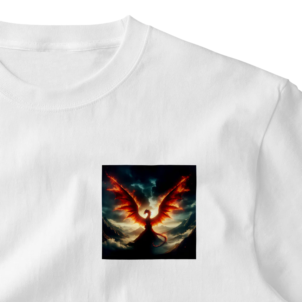 Neo phoenix の緋色のドラゴン ワンポイントTシャツ