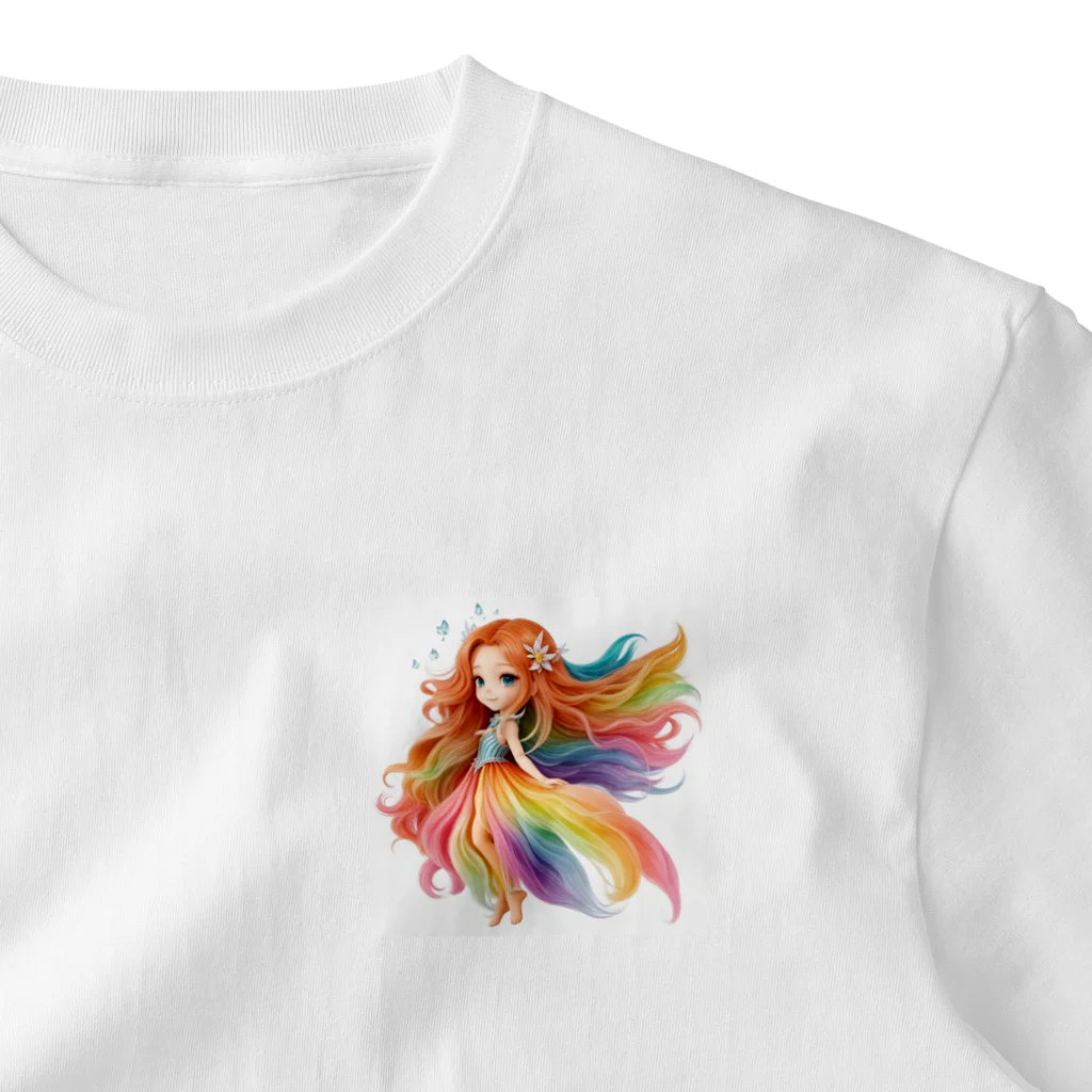 chibi_hikariのGirl Dancing in the Colorful Breeze One Point T-Shirt