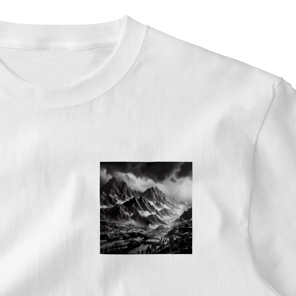 yohiti193の（モノクロ写真風）山間の戦場のジオラマ③ One Point T-Shirt
