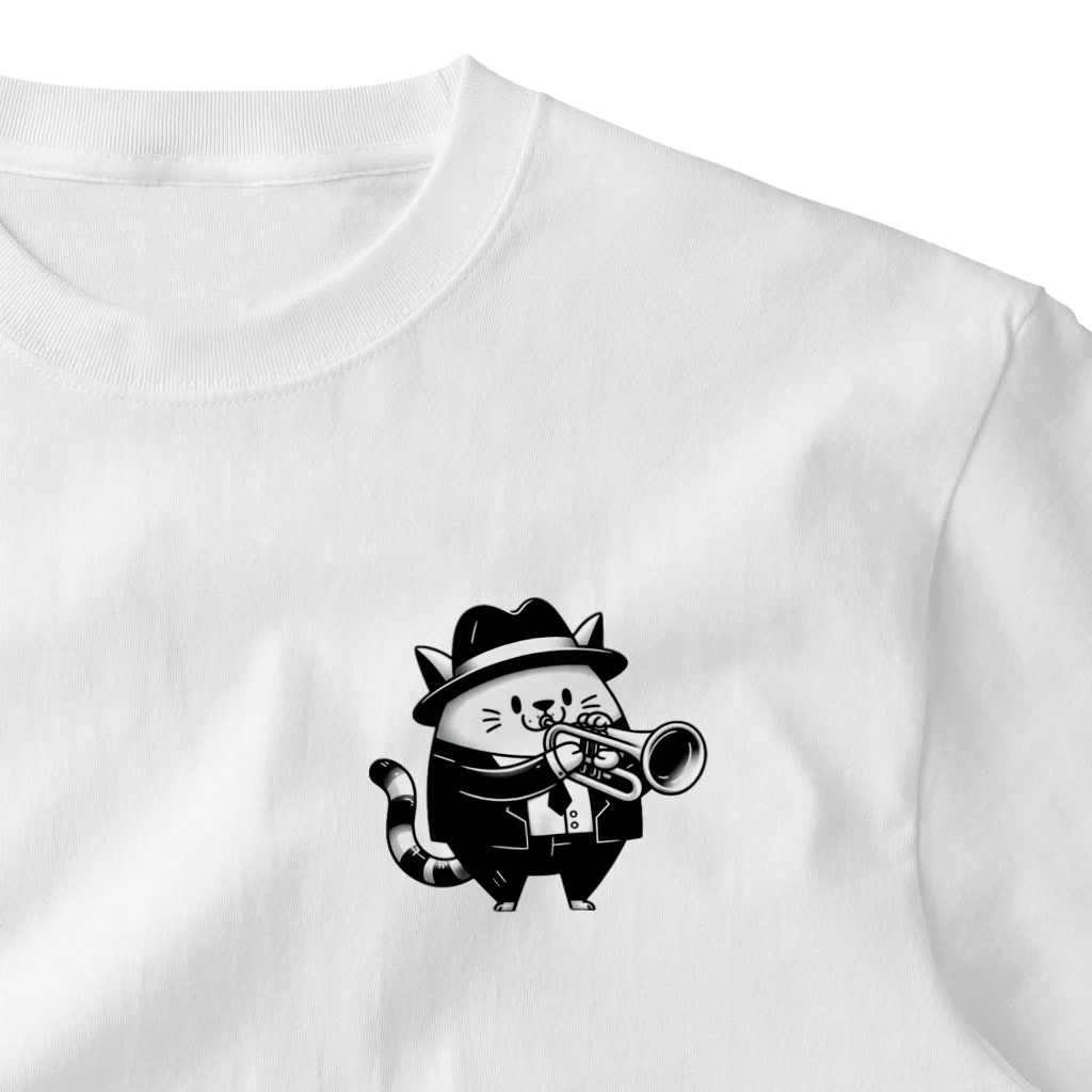 age3mのジャズキャット ワンポイントTシャツ