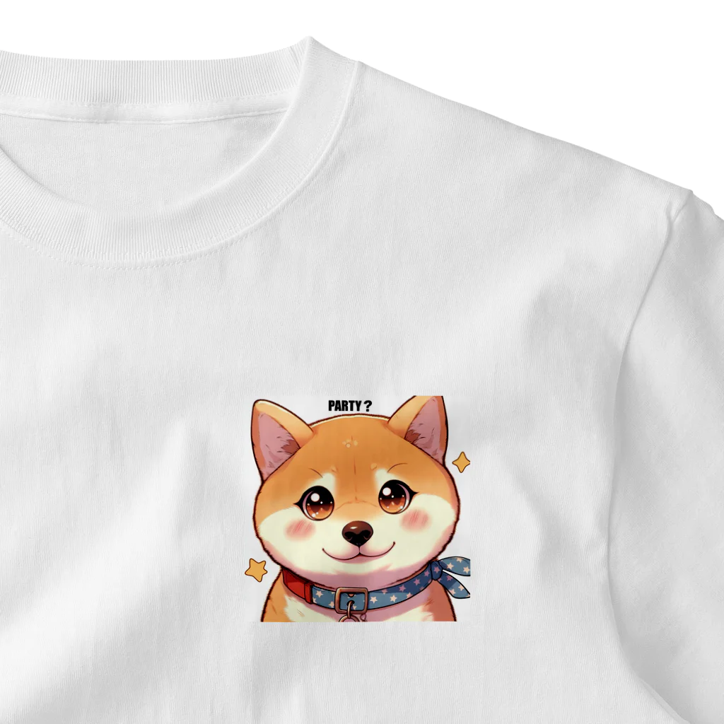 ichigo15の時間のパーティー柴犬 ワンポイントTシャツ