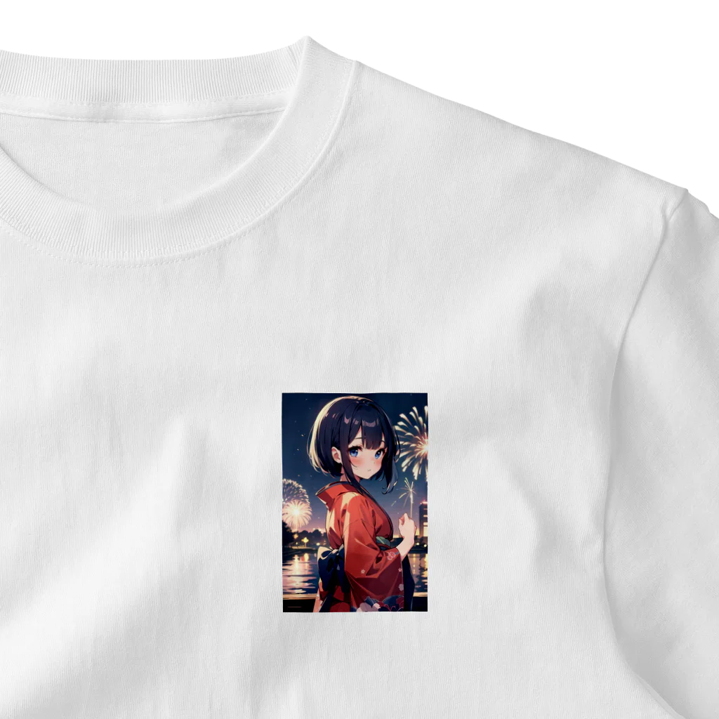 可愛い女の子グッズ販売の浴衣の可愛い女の子 One Point T-Shirt