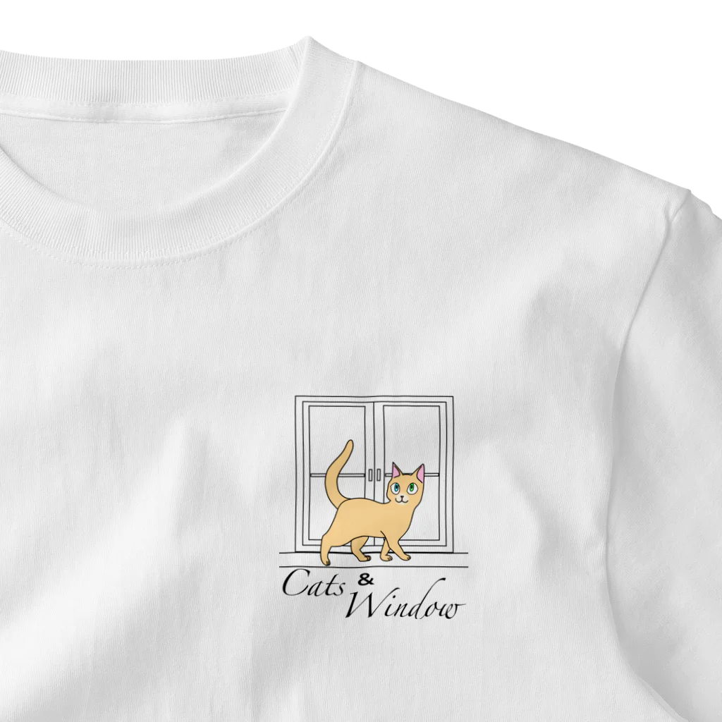 ONPu.ARTのCats & Windowシリーズ ワンポイントTシャツ