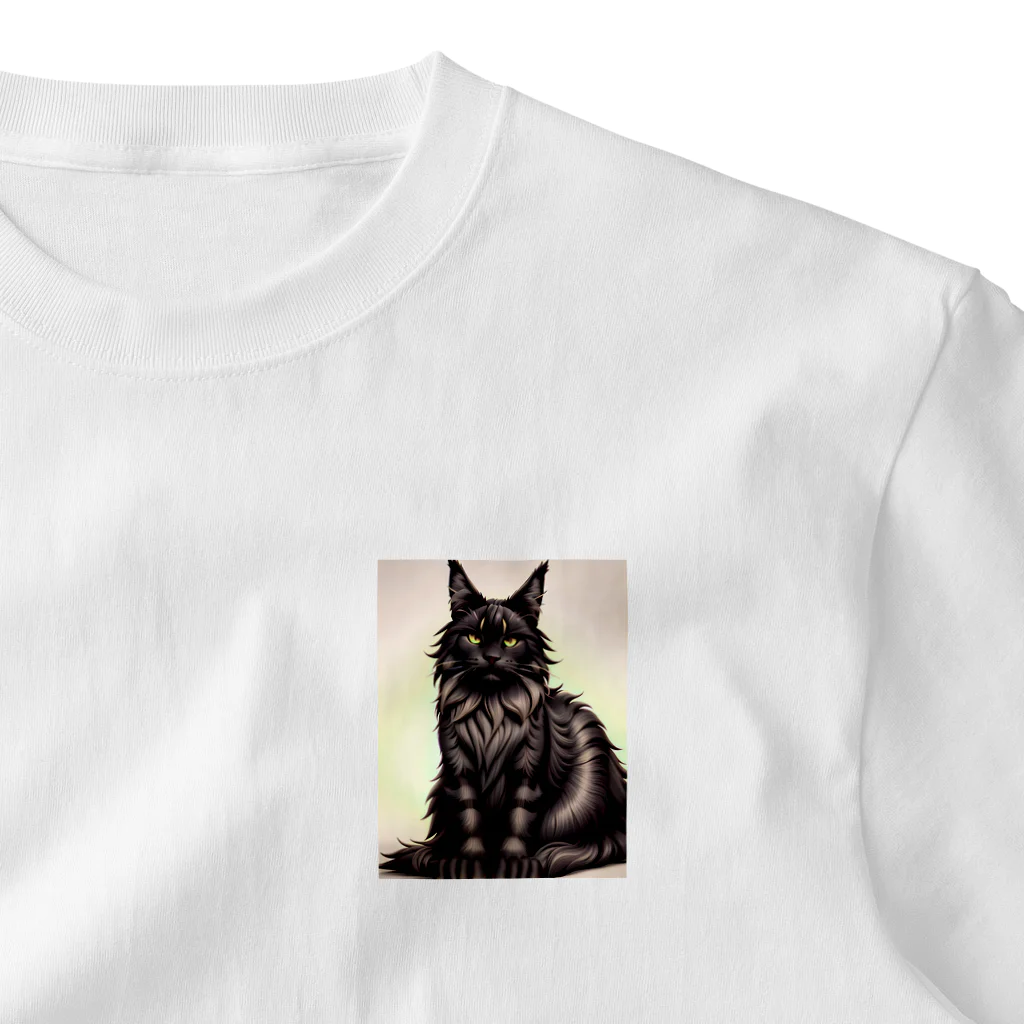 24Nyanの黒猫A ワンポイントTシャツ