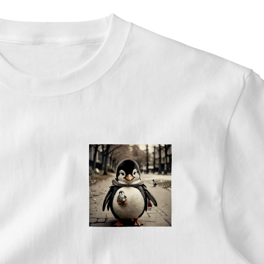 Mt_hatakeのお出かけペンギン ワンポイントTシャツ