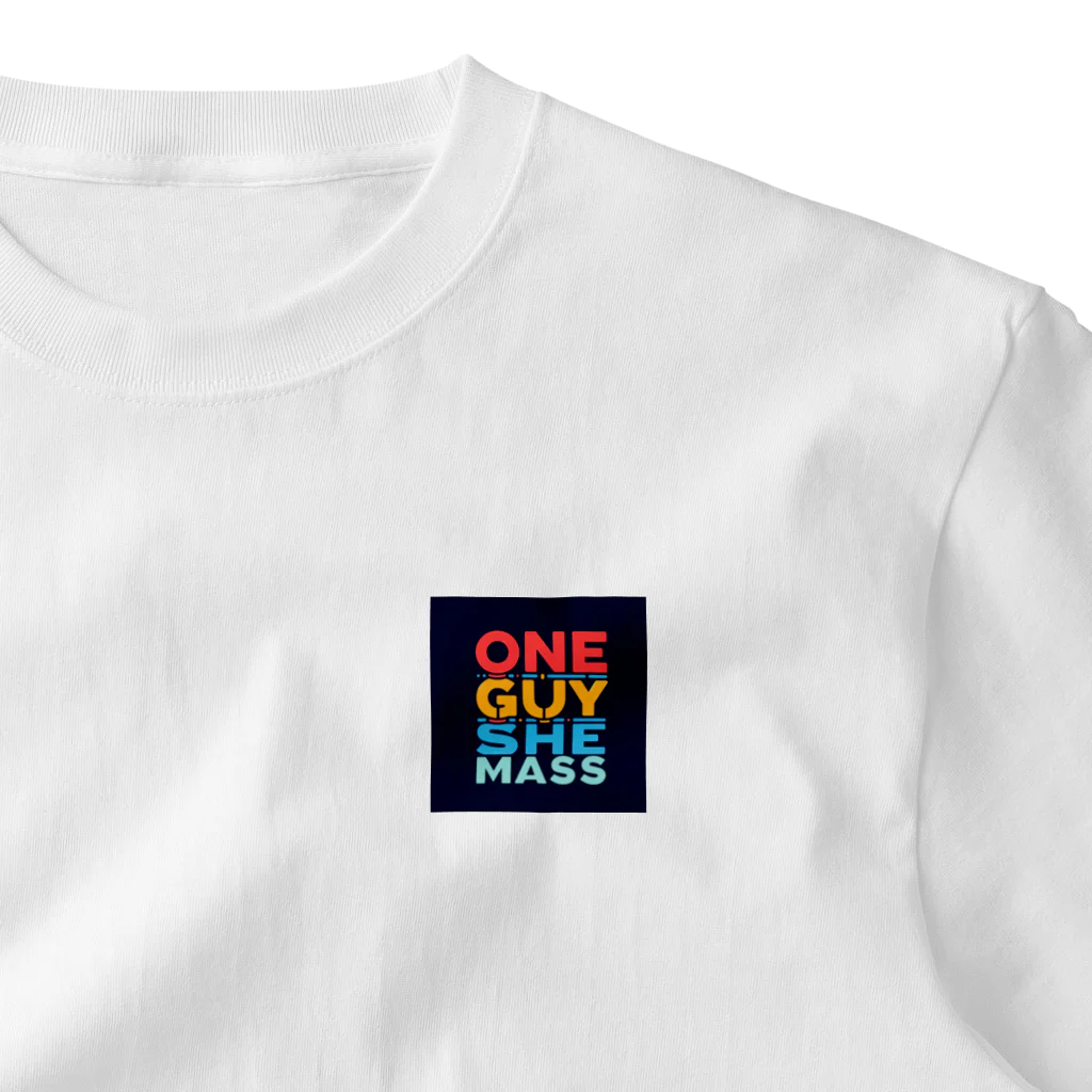 純粋商店のONE_GUY_SHE_MASS ワンポイントTシャツ