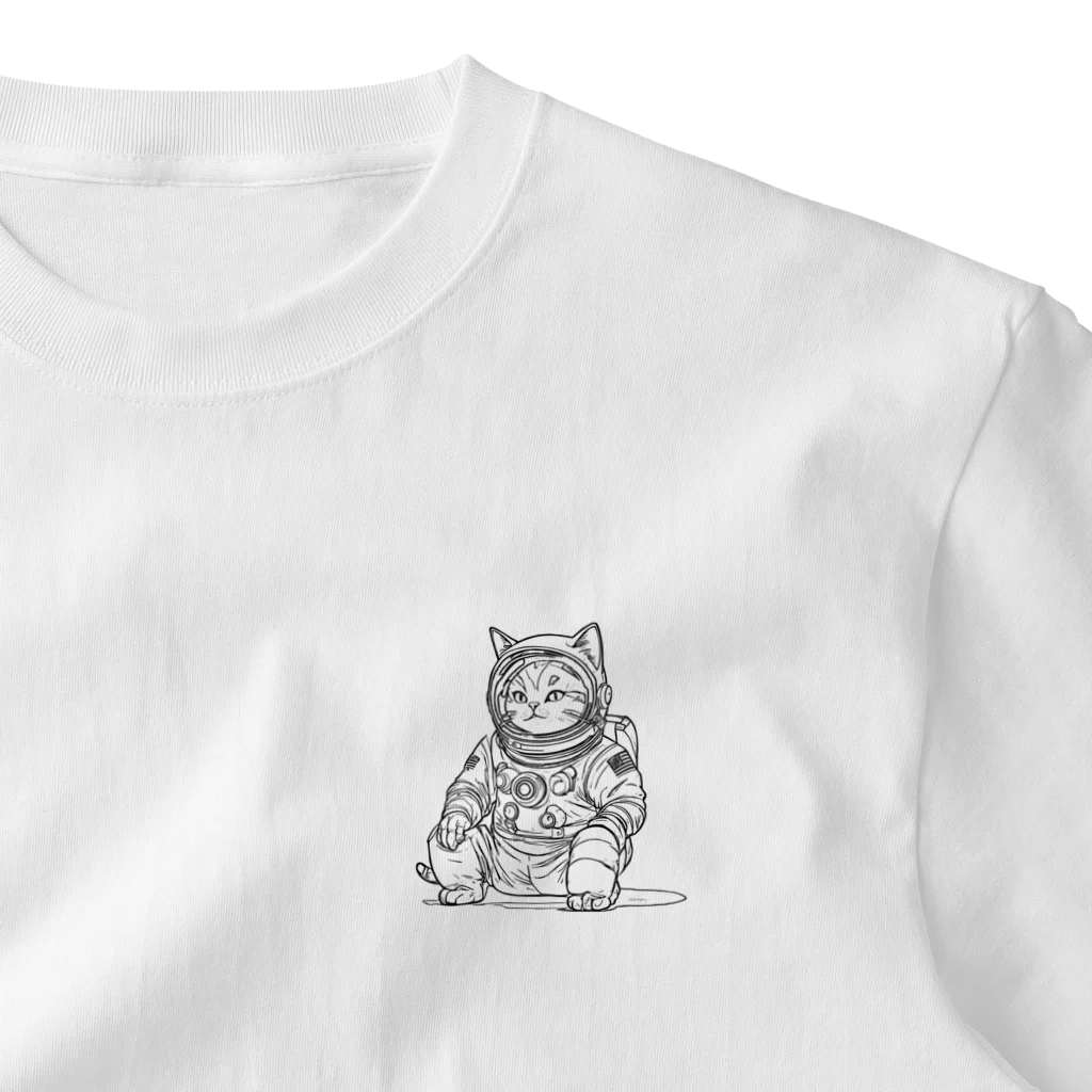 runa525の宇宙ねこ.大和 ワンポイントTシャツ