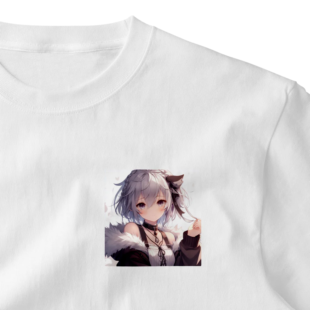 美少女silver girl'sの銀髪の女の子2 One Point T-Shirt