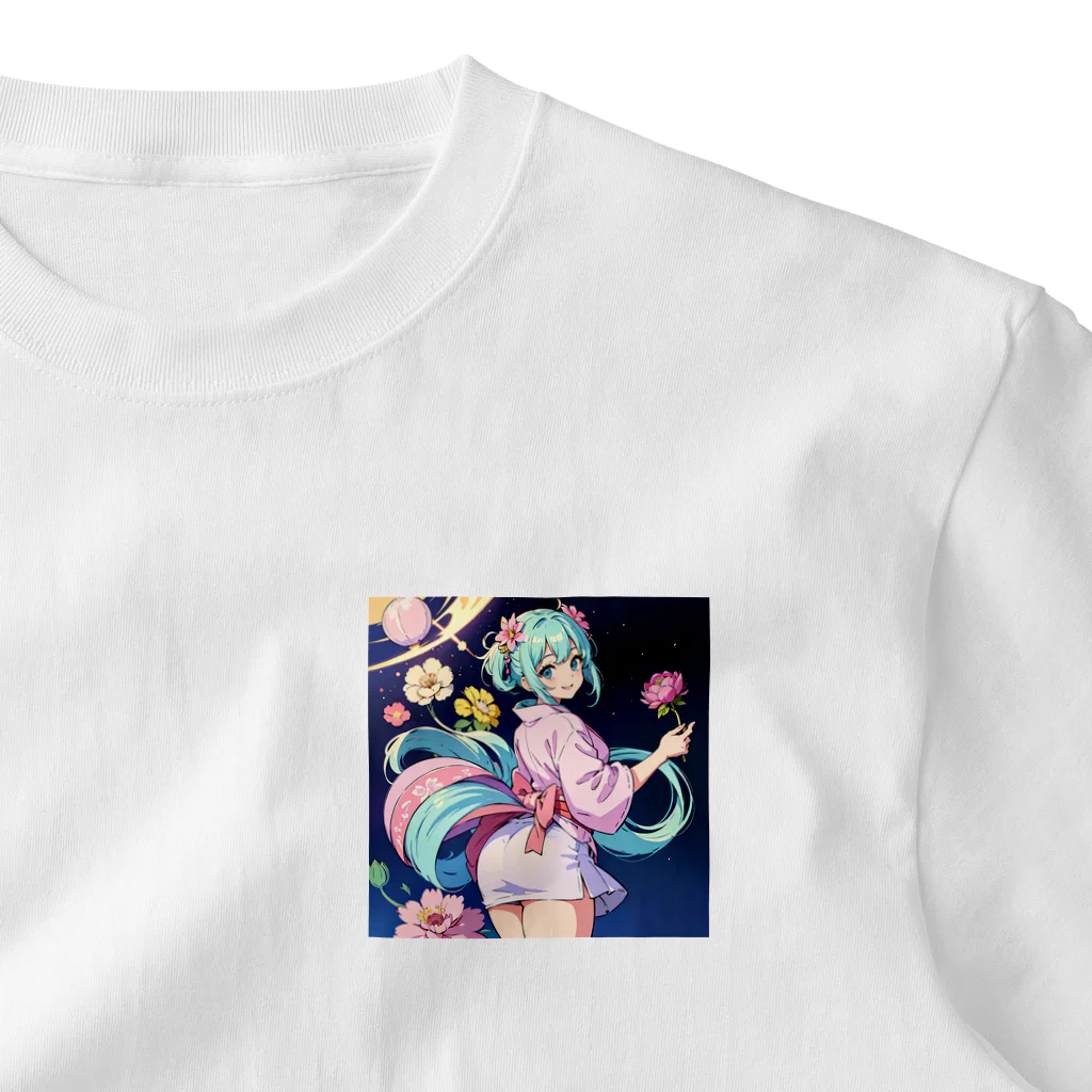 yozoraniyumeoの魔法浴衣少女 ワンポイントTシャツ