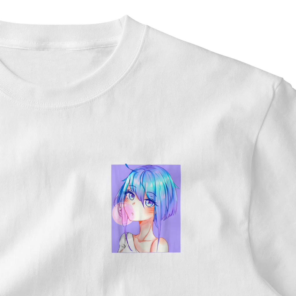 World_Teesのバブルガムを噛むアニメガール 日本の美学 アニメオタク One Point T-Shirt