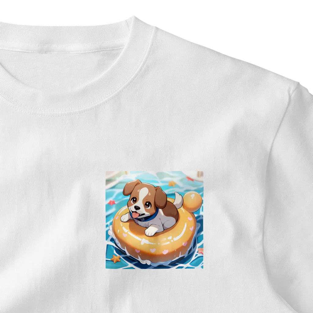 柴犬しばわんこhana873の海水浴してるワンコちゃん ワンポイントTシャツ