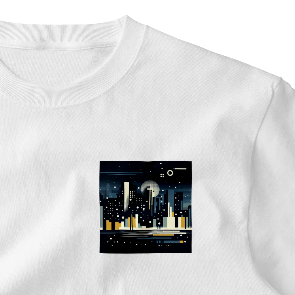 抽象画の世界の都会の夜景の抽象画 One Point T-Shirt
