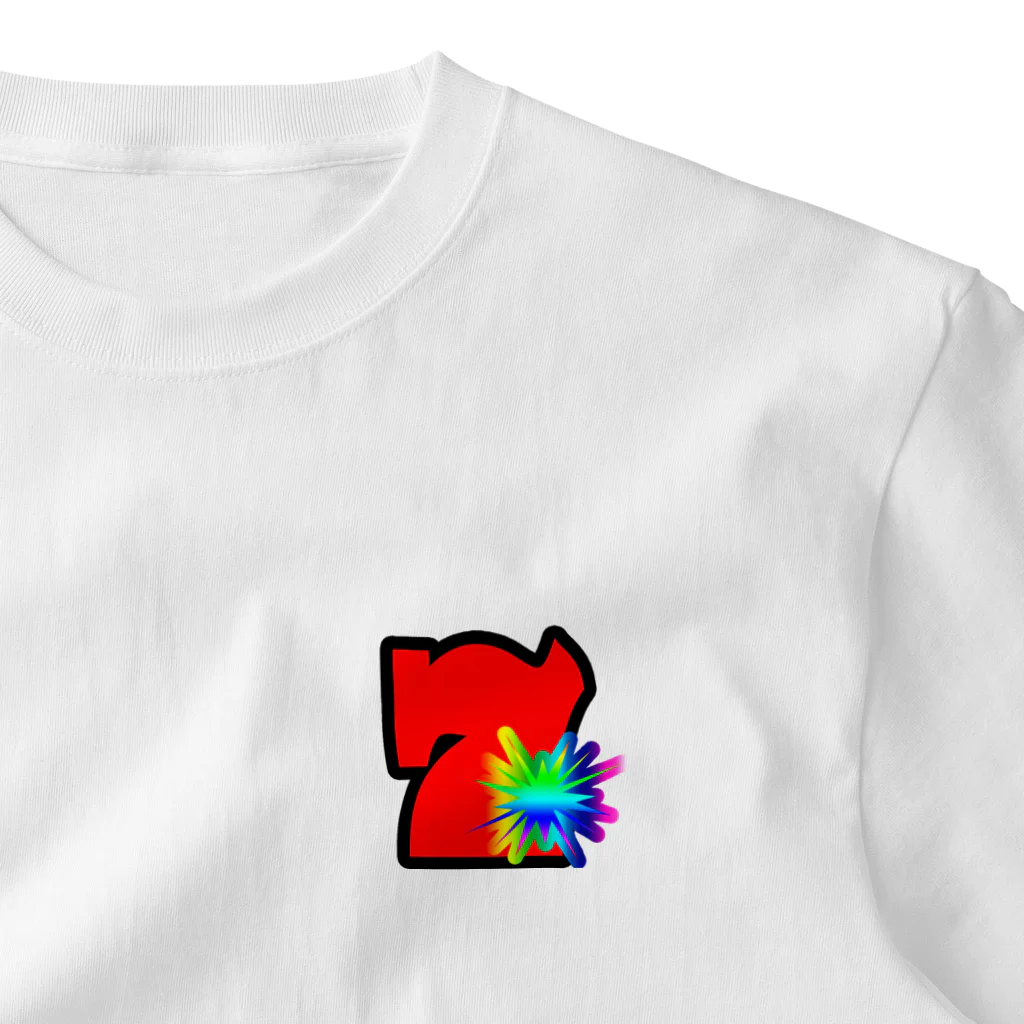 HirockDesignJapanのパチンコ、パチスロTシャツ＠赤７図柄 One Point T-Shirt