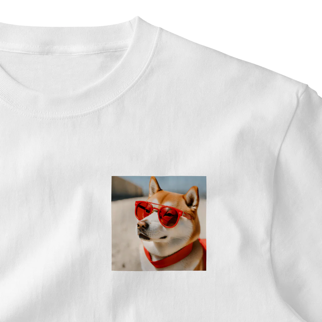 naftethの柴犬のとらさん ワンポイントTシャツ