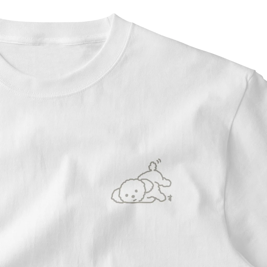 iwowのくつろぐ、す　グレー ワンポイントTシャツ