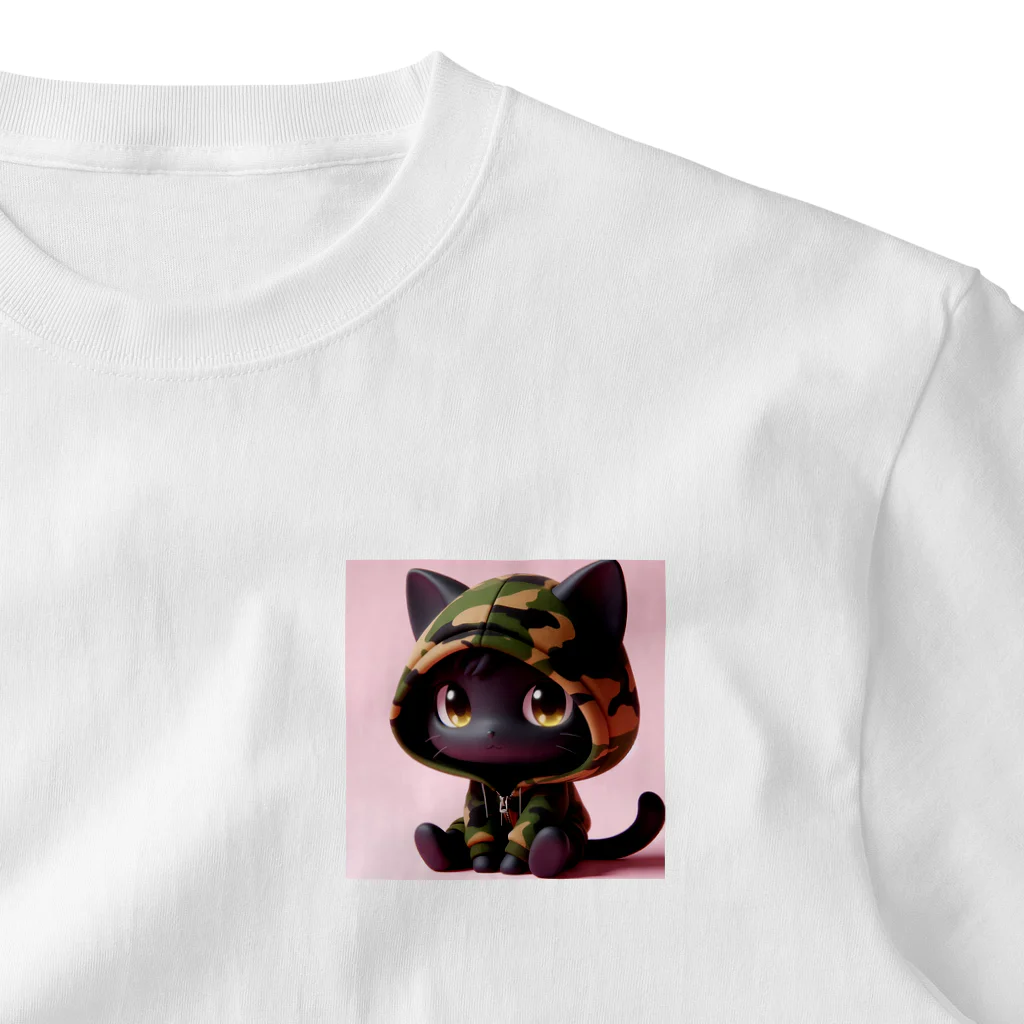 JAPAN THE HEROの黒猫ちゃん🩷ミリタリパーカー ワンポイントTシャツ