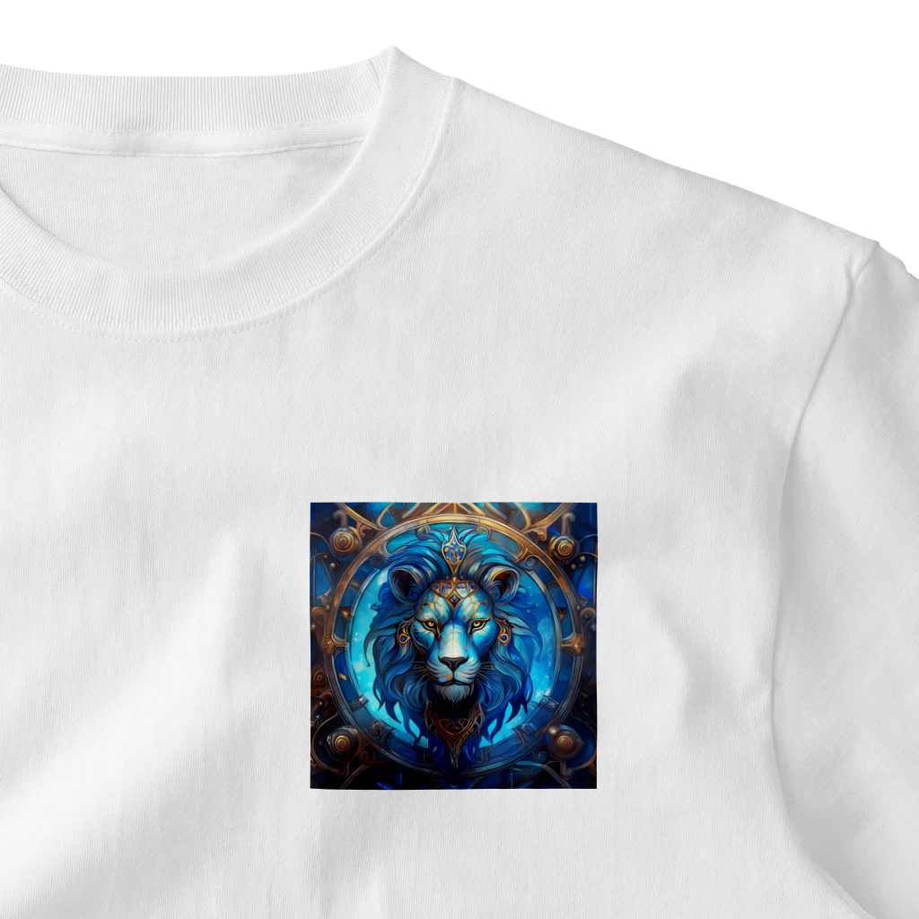 タカヤマ・サイトの青獅子の紋章・プライド　未来への勇気・アナザー ワンポイントTシャツ