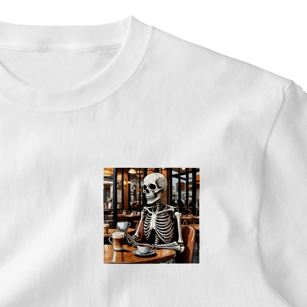 nao-tommyのブレイクタイムな骸骨 ワンポイントTシャツ