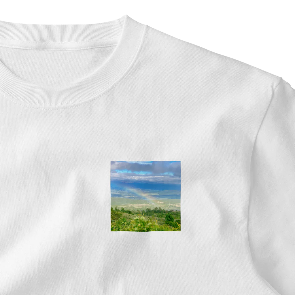 kinakomorinagaのさわやかな虹の風景 ワンポイントTシャツ