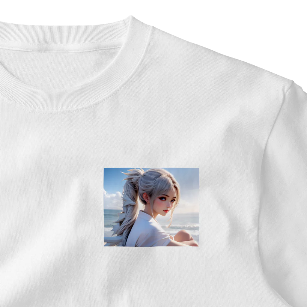 スカ次郎ショップの白髪和服美女シリーズ 0004 ワンポイントTシャツ