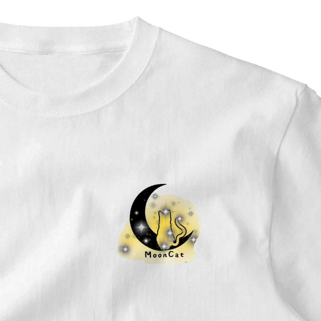 夜のアトリエのオリジナルロゴグッズ　MoonCat ワンポイントTシャツ