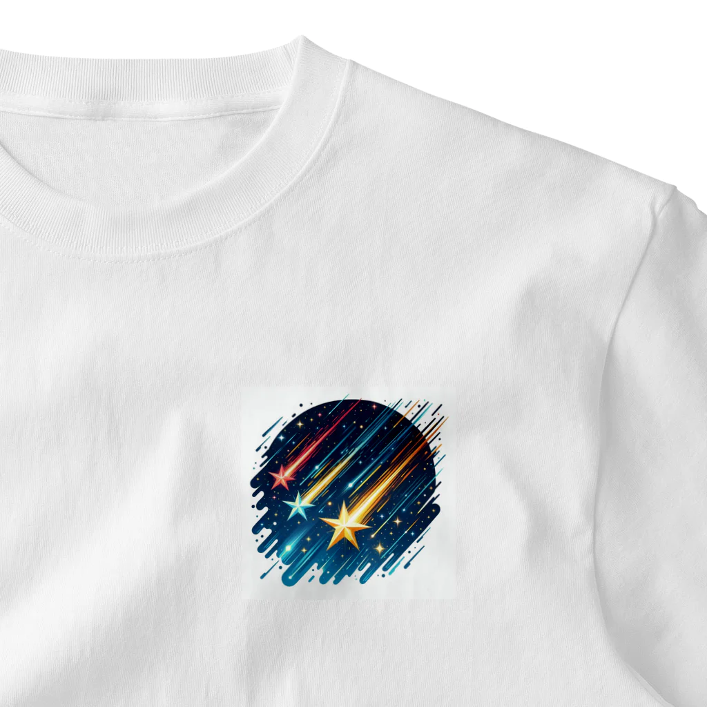 Mizのゆるハウスの3つの流れ星 One Point T-Shirt