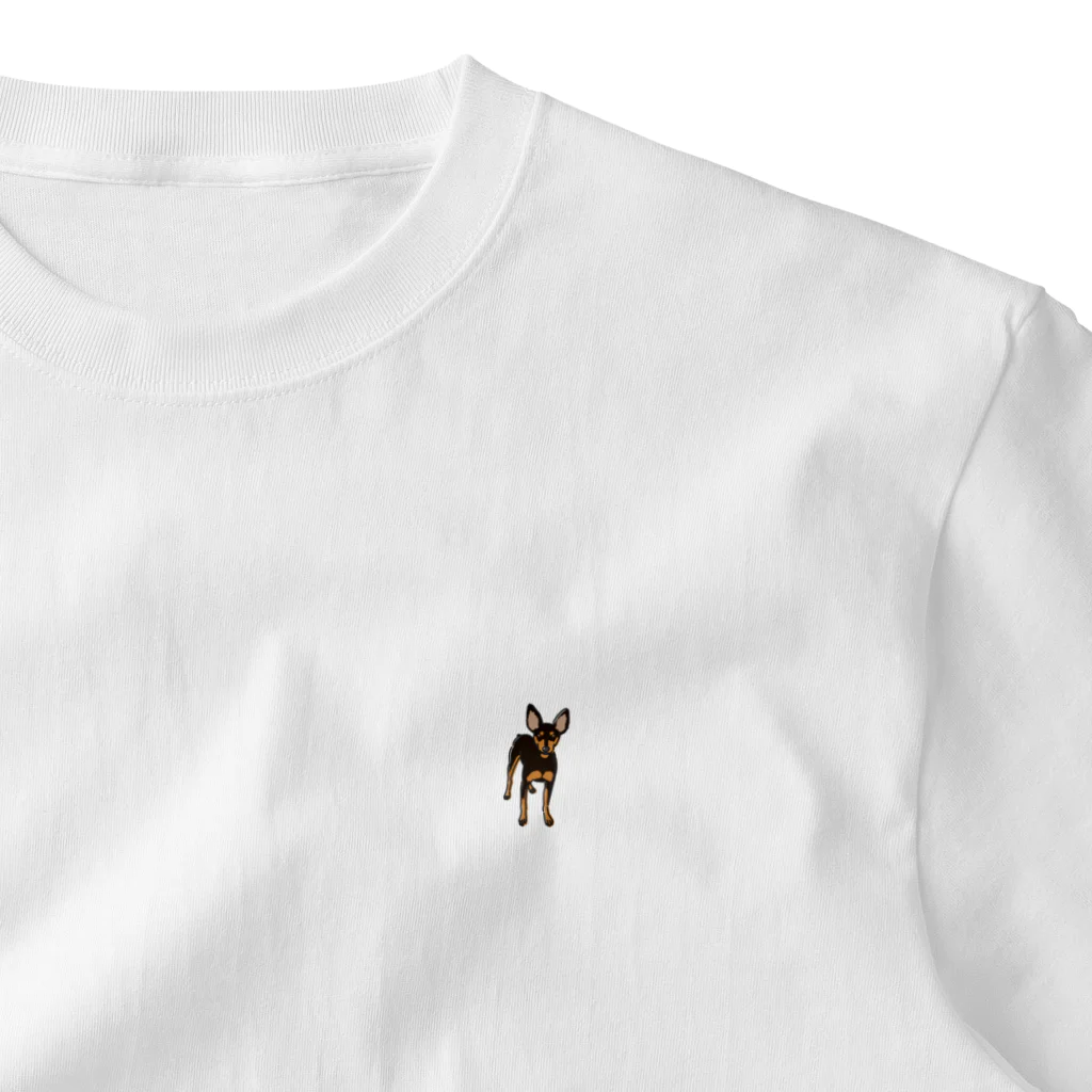 Atelier TsubachanのMiniature pinscher ワンポイントTシャツ