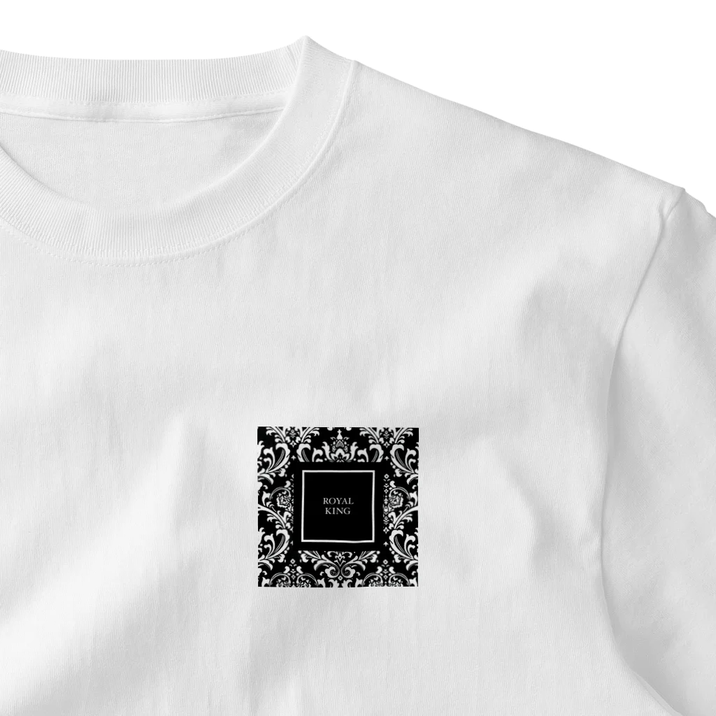 ROYAL PrincessのROYAL KINGダマスク柄BLACK One Point T-Shirt