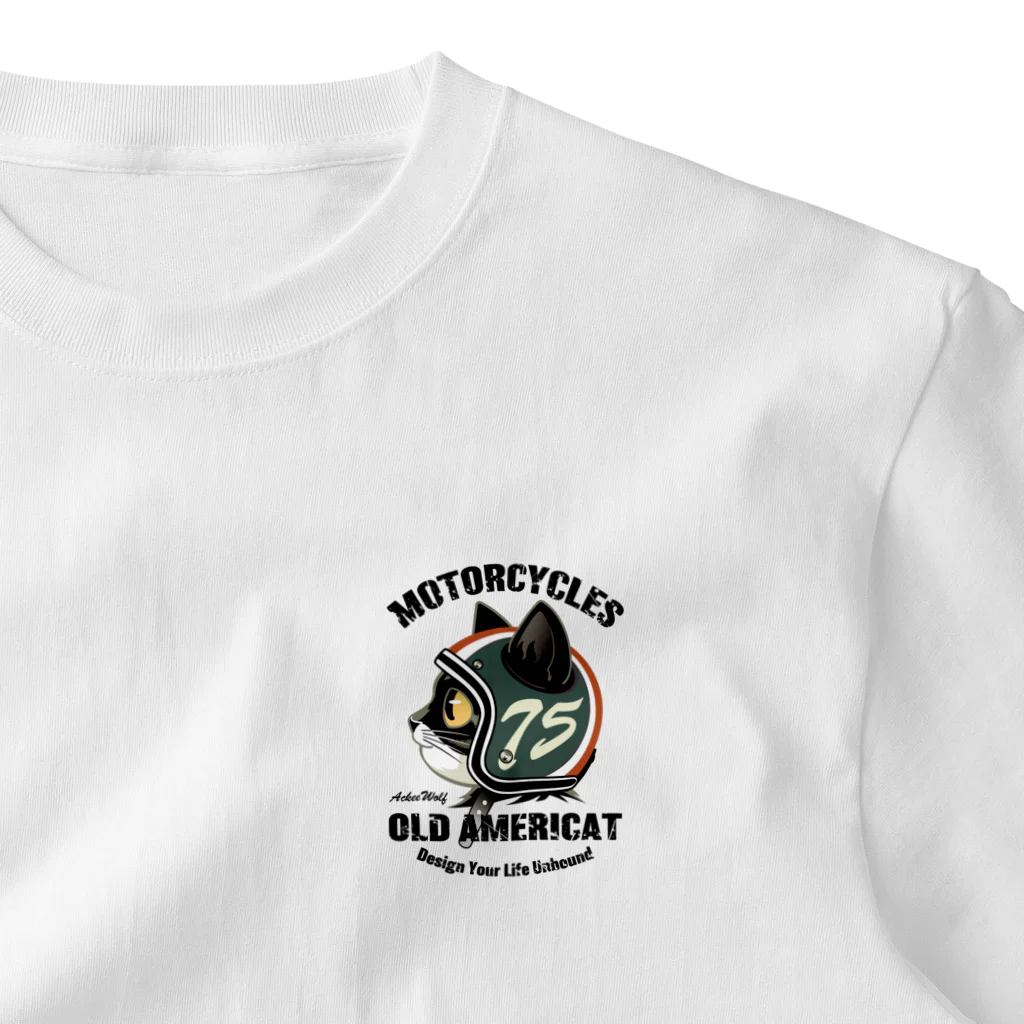 AckeeWolf Art ShopのOLD AMERICAT ワンポイントTシャツ