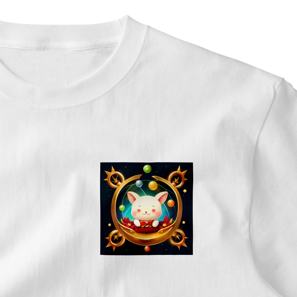 (^_^)はっぴーすまいるニコニコ『Happy Smile 2525』の金運もアガる⁉️ ピカピカのかわいいキャラ One Point T-Shirt