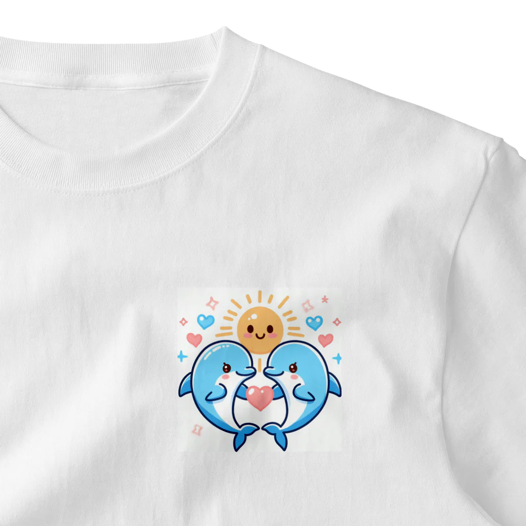 ゆるふわすとあっ♪の愛♡イルカ ワンポイントTシャツ