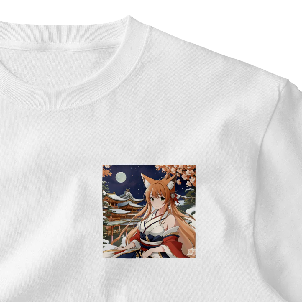 tamakakaのキツネの嫁入り ワンポイントTシャツ